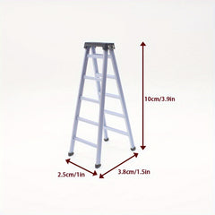 1:12 Scale Dollhouse Ladder Accessory Light Gray Plastic Decor Model