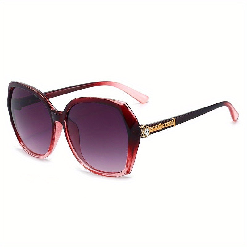 Oversized Cat Eye Sunglasses Rhinestone Decor Gradient Lens Square Frame UV400