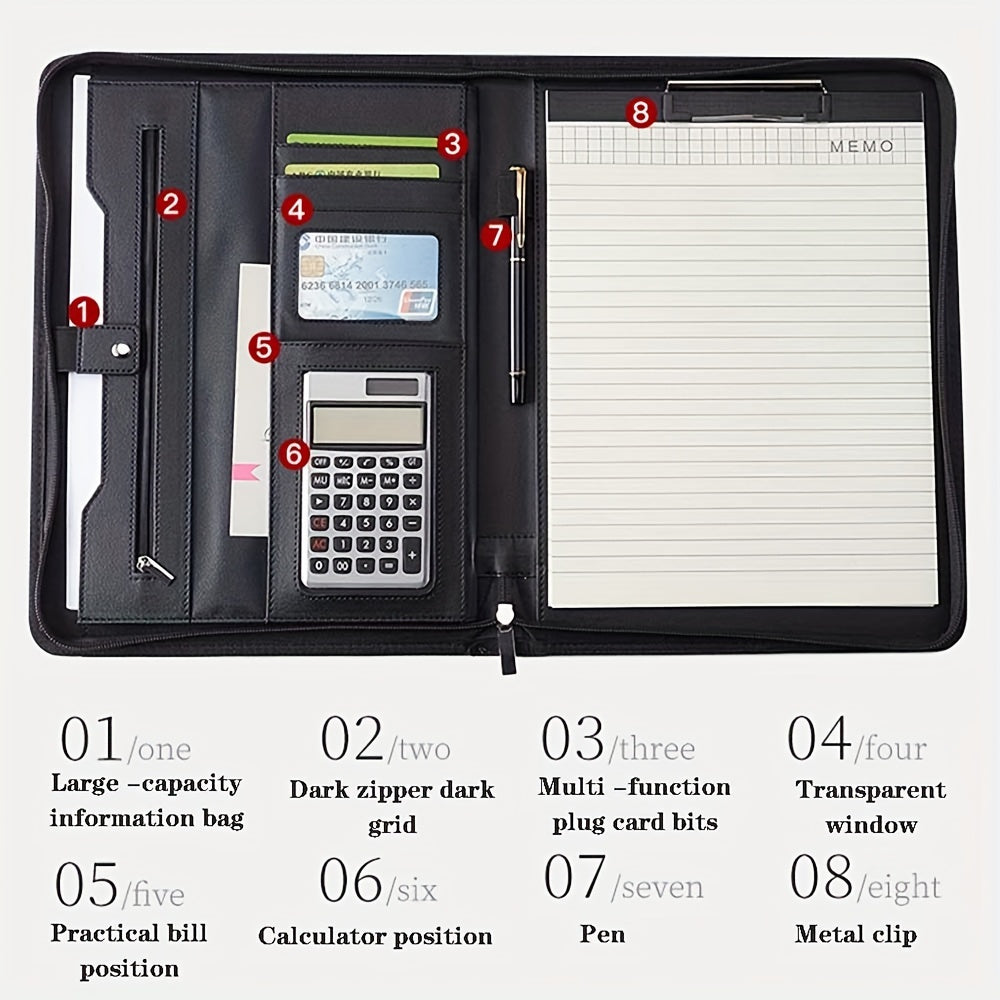 PU Leather Office Supplies Zipper Folder 33x53x25cm