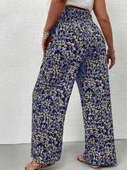  Boho Pants: Ditsy Floral Print High Rise Wide Leg Trousers With Belt