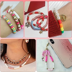 DIY Bracelet Making Kit 2400pcs Clay Bead Set Stone Beads Polymer Flat Beads
