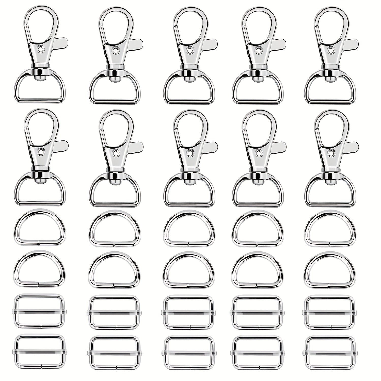 30Pcs Swivel Snap Hooks D Ring Slide Buckle Purse Hardware for Handbag