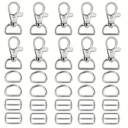 30Pcs Swivel Snap Hooks D Ring Slide Buckle Purse Hardware for Handbag