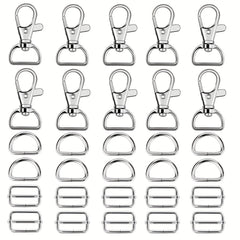 30Pcs Swivel Snap Hooks D Ring Slide Buckle Purse Hardware for Handbag