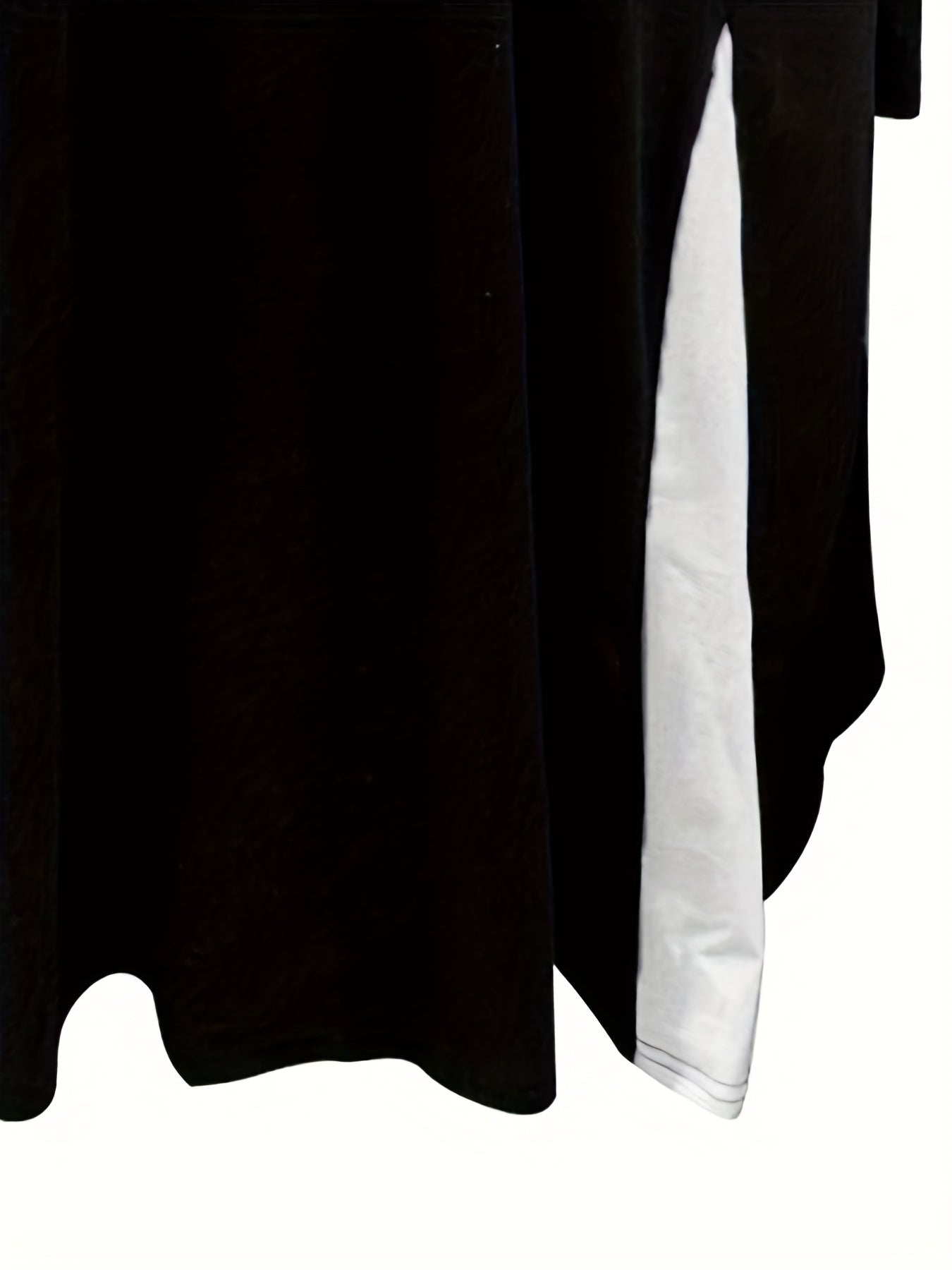  Colorblock Button Long Sleeve Dress With Pockets
