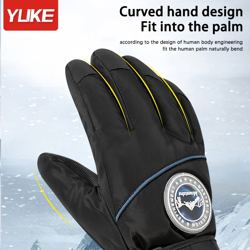 Men's Warm Ski Gloves Thickened Velvet Windproof Non slip Touch Screen Gloves