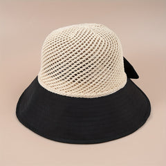 Bowknot Hollow Stitching Bucket Hat Sunscreen Beach Hat