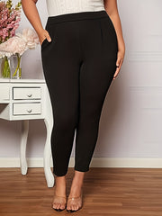  High Rise Stretch Skinny Trousers With Pockets