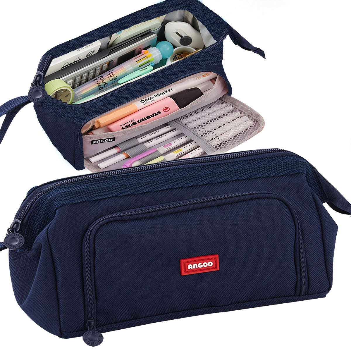 Large Capacity Canvas Pencil Case Double Layer Pen Bag