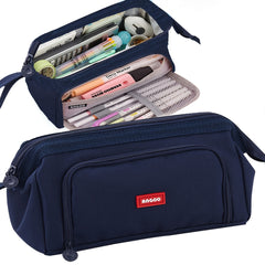Large Capacity Canvas Pencil Case Double Layer Pen Bag