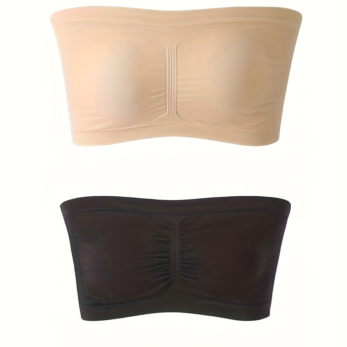 2pcs Soft Strapless Bandeau Bras Wireless Everyday Lingerie Women's Underwear