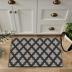 Retro Kitchen Mat Floral Pattern Rug Polyester Material Carpet Machine Washable