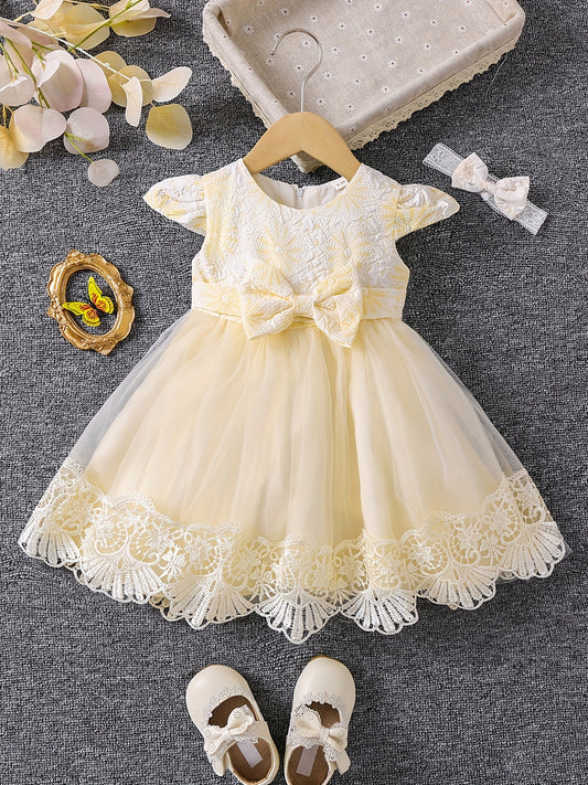 Girls Princess Dress Baby Girls Floral Graphic Mesh Puffy Casual