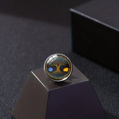 Yin Yang Tree Of Life Collar Pin Retro Tree Yin Yang Eight Flowers