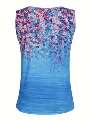 Floral Print Tank Top V Neck Summer Sleeveless Casual