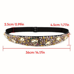 Vintage Crystal Girdle Heart Rhinestone Beads Elastic Belt for Women