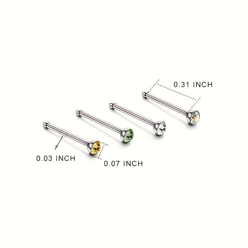 60 Pcs 1.8mm Stainless Steel Nose Stud Ring Nose Piercing Kit