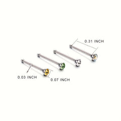 60 Pcs 1.8mm Stainless Steel Nose Stud Ring Nose Piercing Kit
