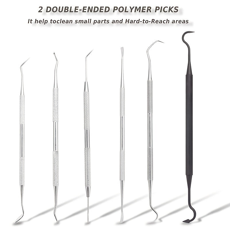 Gun Cleaning Brushes & Picks Kit - Brass, Nylon, Stainless Steel, & Polymer