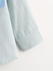 Boys Block Shirts Long Sleeve Button Down Tops Spring Fall Outwear Shirts