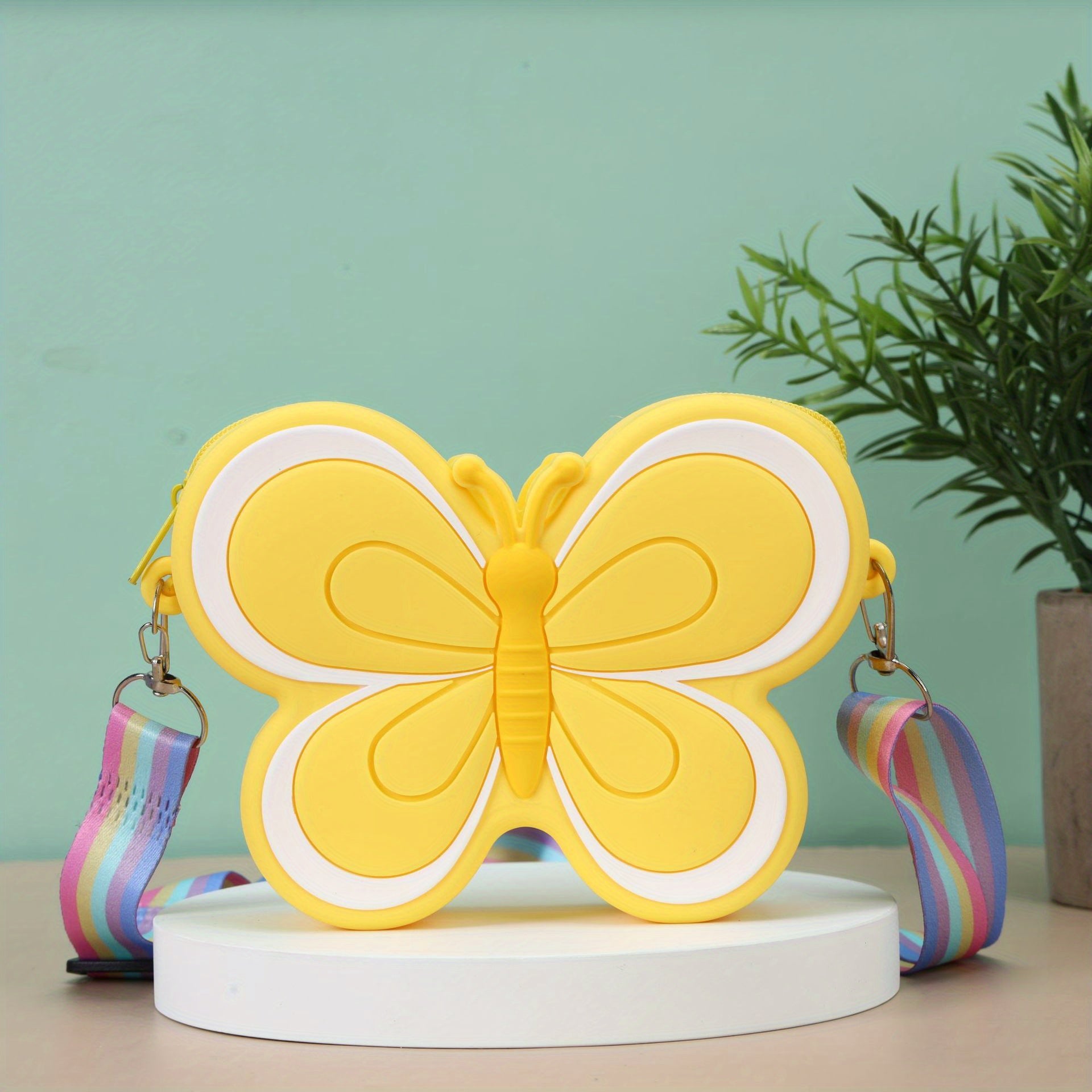 Butterfly Silicone Coin Purse Zipper Crossbody Bag Messenger Bag