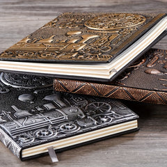 Embossed PU Leather A5 Notebook - 100 Sheets