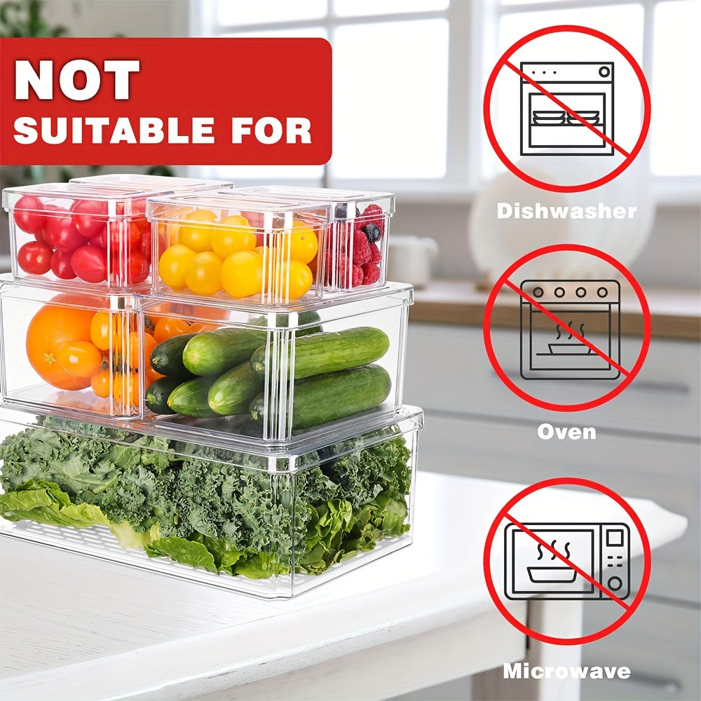 Clear Plastic Refrigerator Storage Box with Lid - Space Saving Organizer