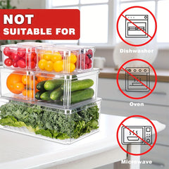 Clear Plastic Refrigerator Storage Box with Lid - Space Saving Organizer