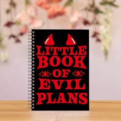 Little Book of Evil Plans A5 Spiral Notebook Red Devil Horns