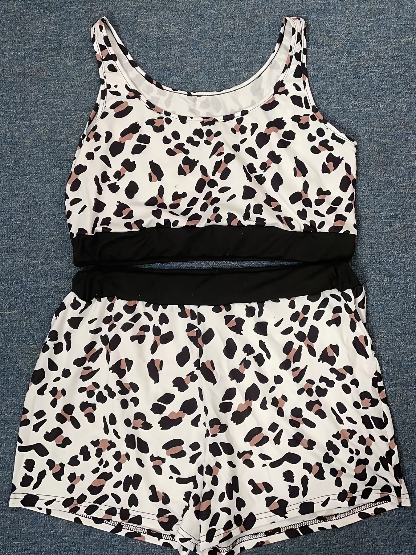  Leopard Print Tank Bra & Shorts Underwear Set