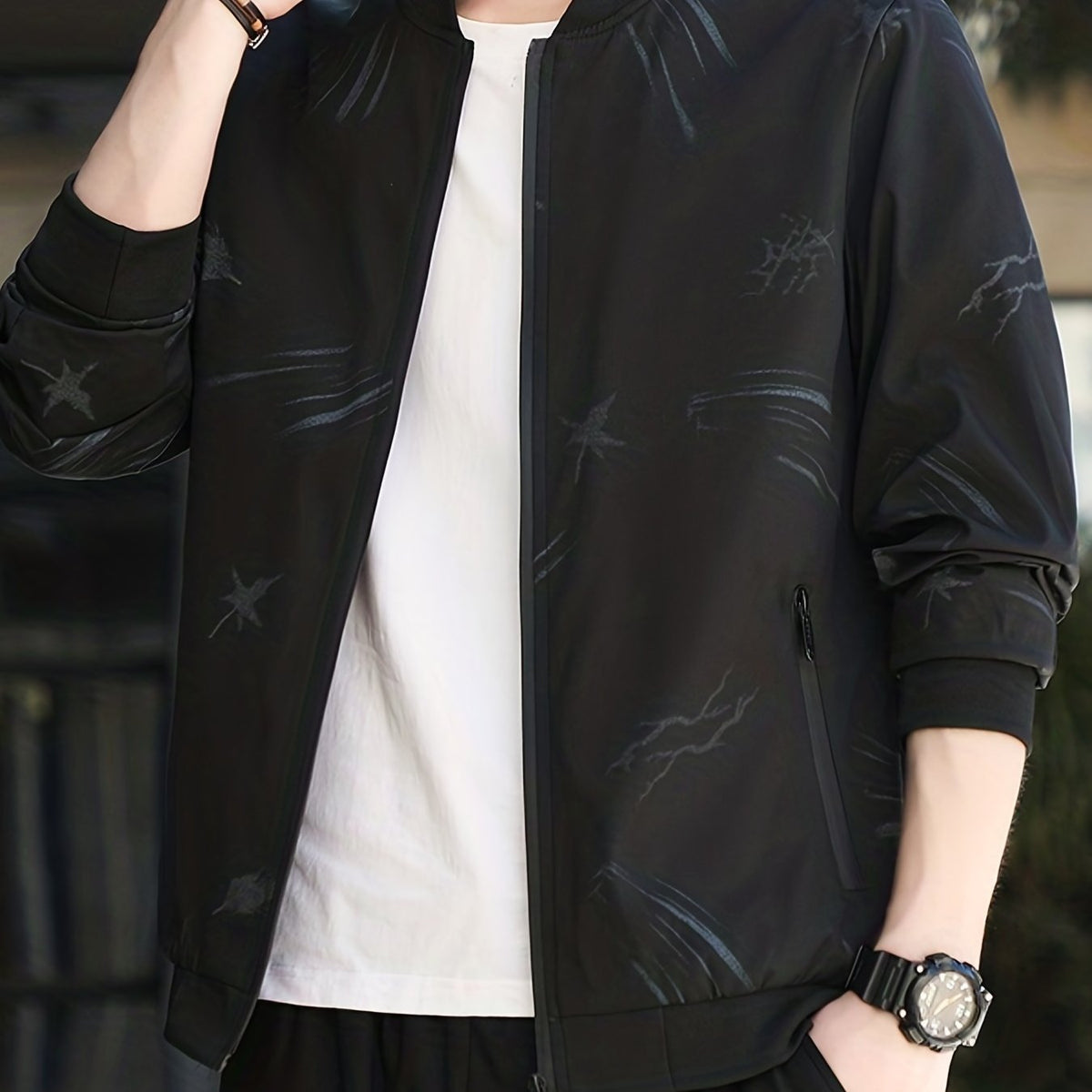 Men's Full Zip Windbreaker Jacket Casual Baseball Coat