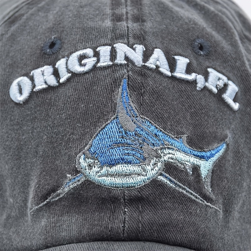 Shark American Flag Baseball Cap 3D Embroidered Letter Male Peaked Hat