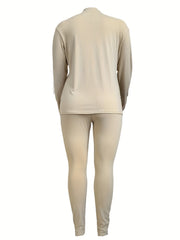  Ribbed Long Sleeve Top & Leggings Set