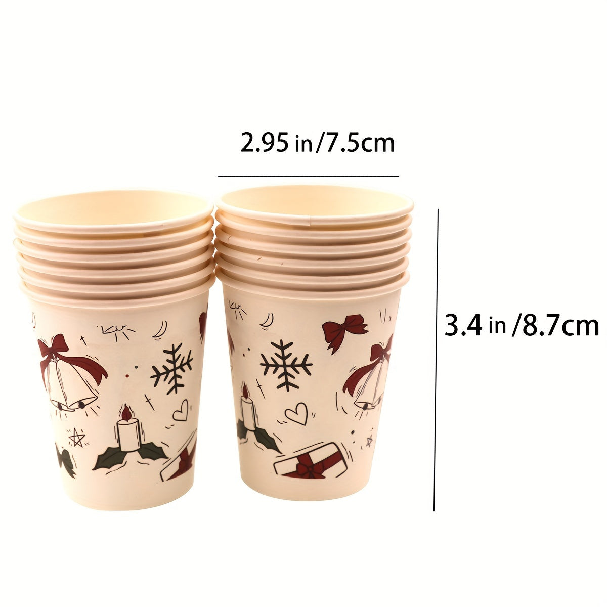 10pcs Christmas Disposable Paper Cup 9oz For Party Gatherings