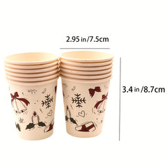10pcs Christmas Disposable Paper Cup 9oz For Party Gatherings