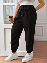  Solid Elastic Joggers With Pockets