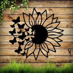 Butterfly Sunflower Metal Wall Decor for Home Modern Art