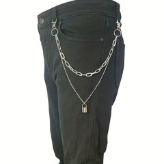 Lock Pendant Pants Chain Two Layers Metal Chain Men's Waist Chain