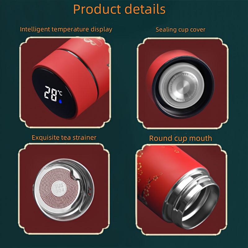 16oz Insulated Stainless Steel Water Cup with Digital Temp Display