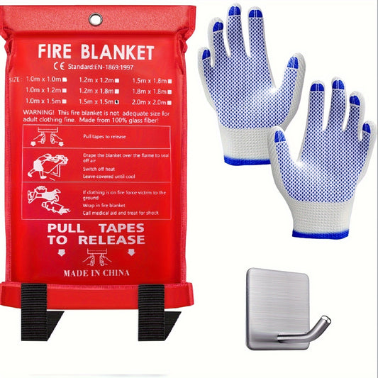 Fire Blanket Large 149 35x149 Hooks & Gloves Emergency Flame Retardant Blanket