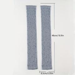 Glitter Mesh Sunscreen Long Gloves Fingerless for Women