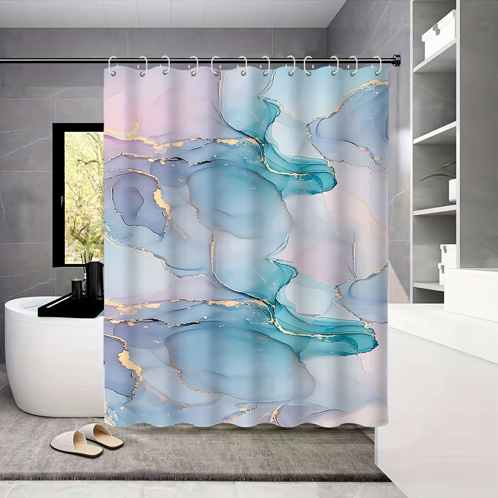 Waterproof Bathroom Shower Curtain with 12 Hooks