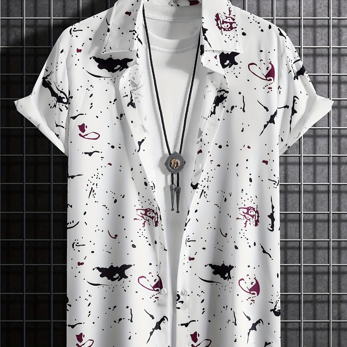 Paint Splatter Pattern Hawaiian Shirt for Summer Vacation