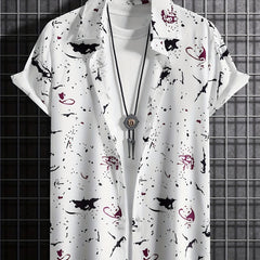 Paint Splatter Pattern Hawaiian Shirt for Summer Vacation
