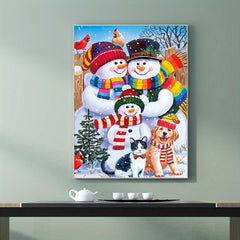 Christmas Snowman Canvas Painting Poster for Home Decoration