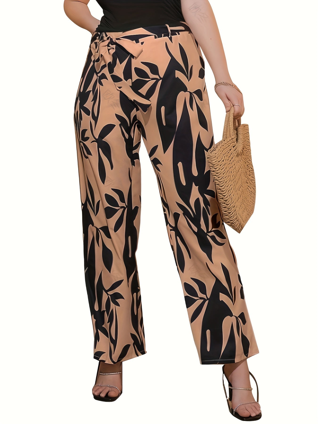  Boho Floral Wide Leg Pants