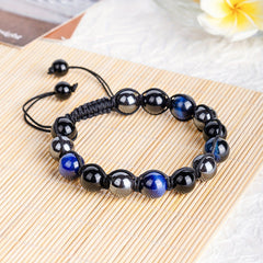 Triple Protection Hematite Agate Tigers Eye Stone Men's Bracelet