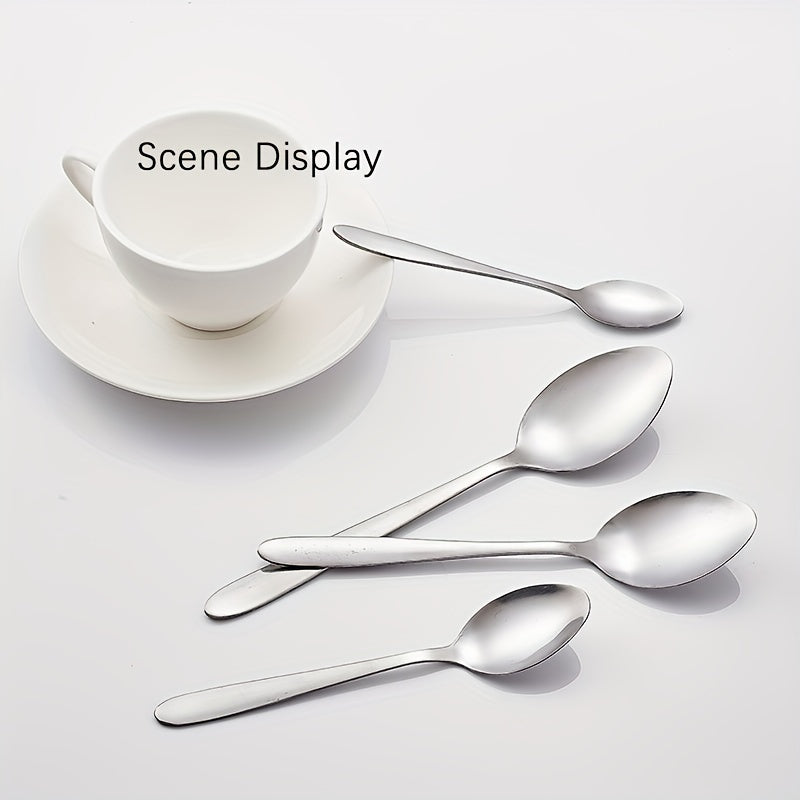 8pcs Stainless Steel Teaspoons Set Round Pointed Silverware Mirror Polished
