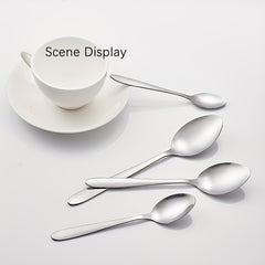 8pcs Stainless Steel Teaspoons Set Round Pointed Silverware Mirror Polished