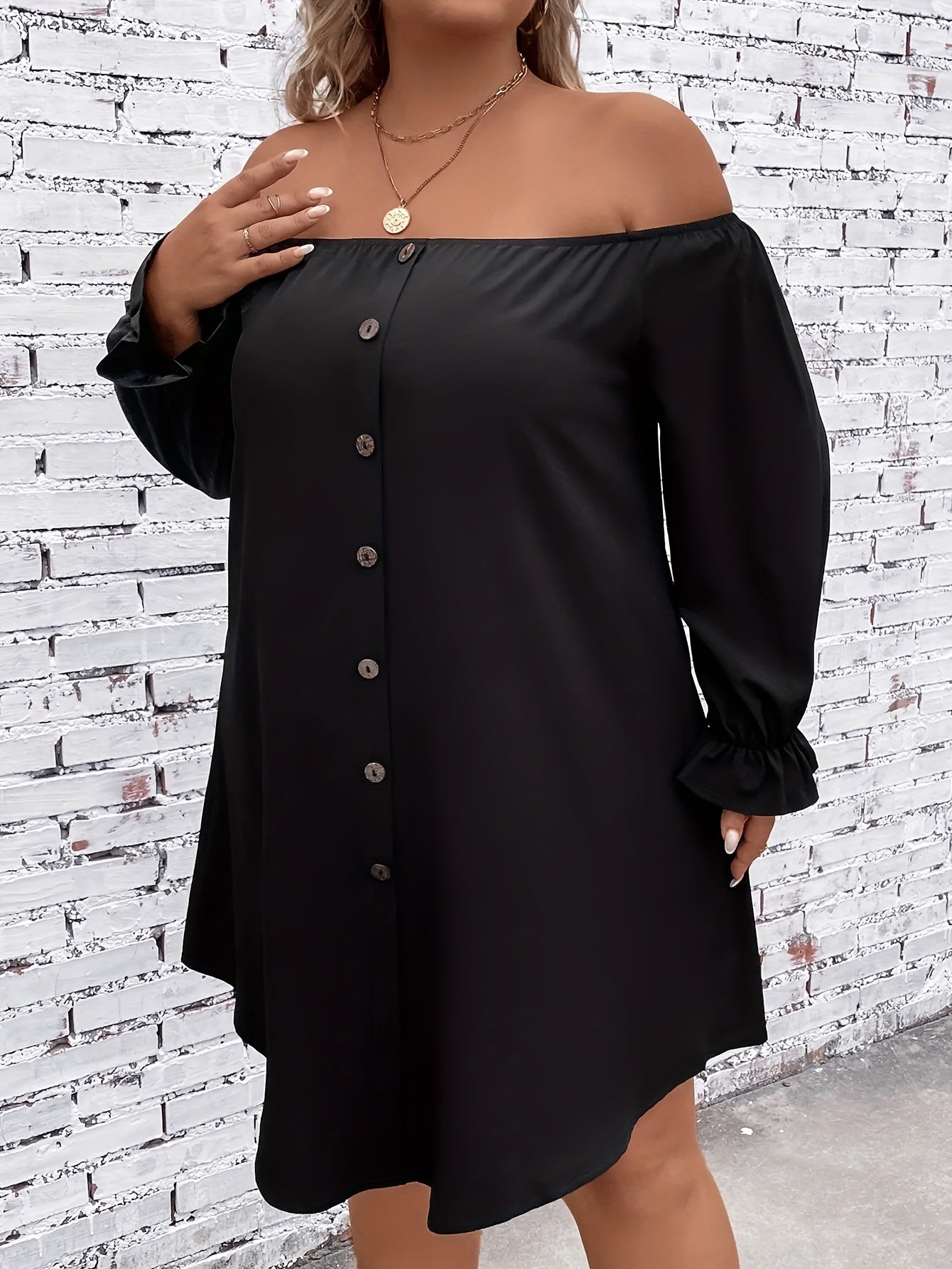  Casual Dress Off Shoulder Lantern Sleeve Dress